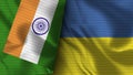 Ukraine and India Realistic Flag Ã¢â¬â Fabric Texture Illustration Royalty Free Stock Photo